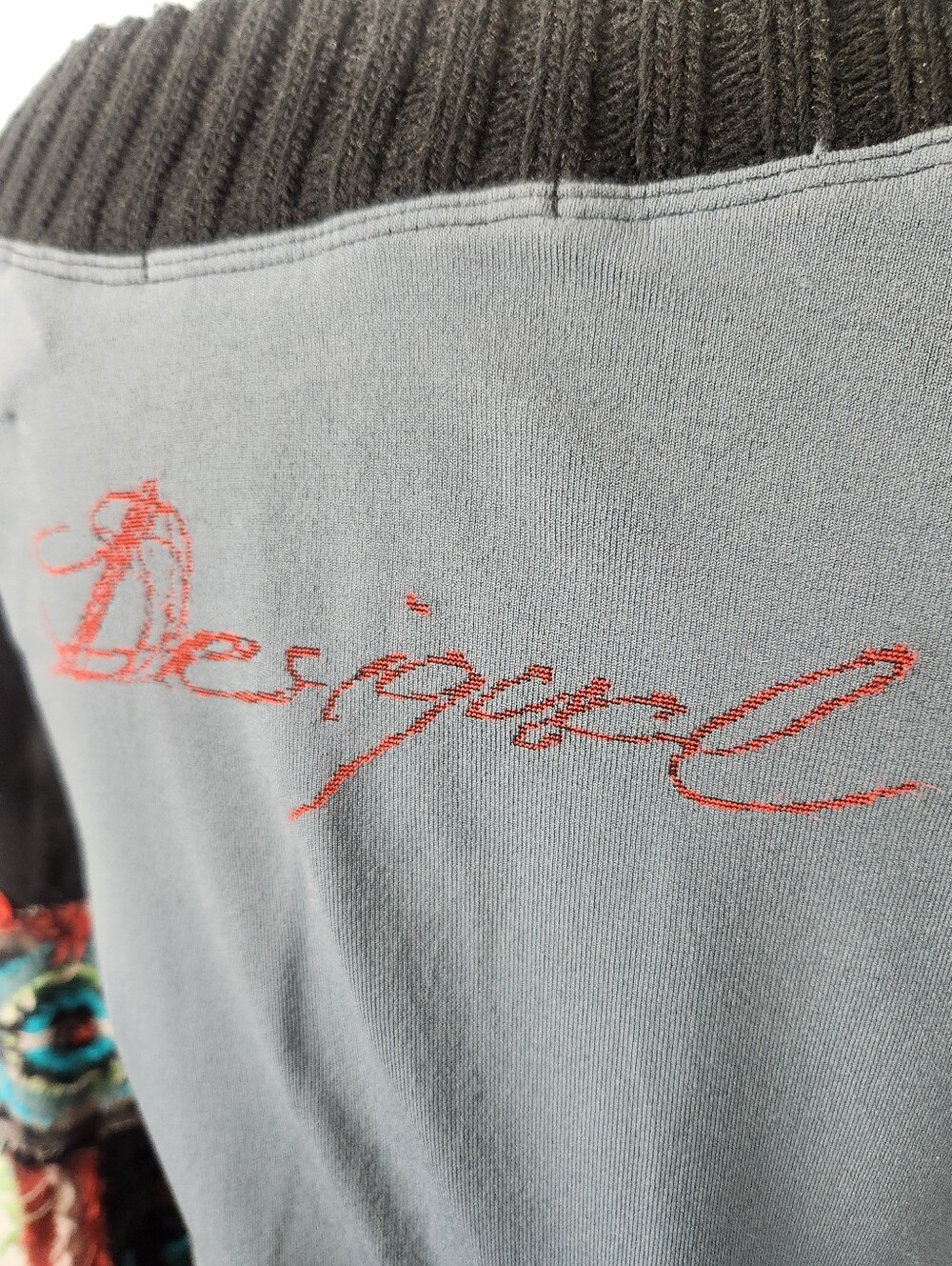 Desigual Mixed Media Long Sleeve Stretch Dress Sz M Artsy Art To Wear Grunge Y2K - Picture 7 of 15